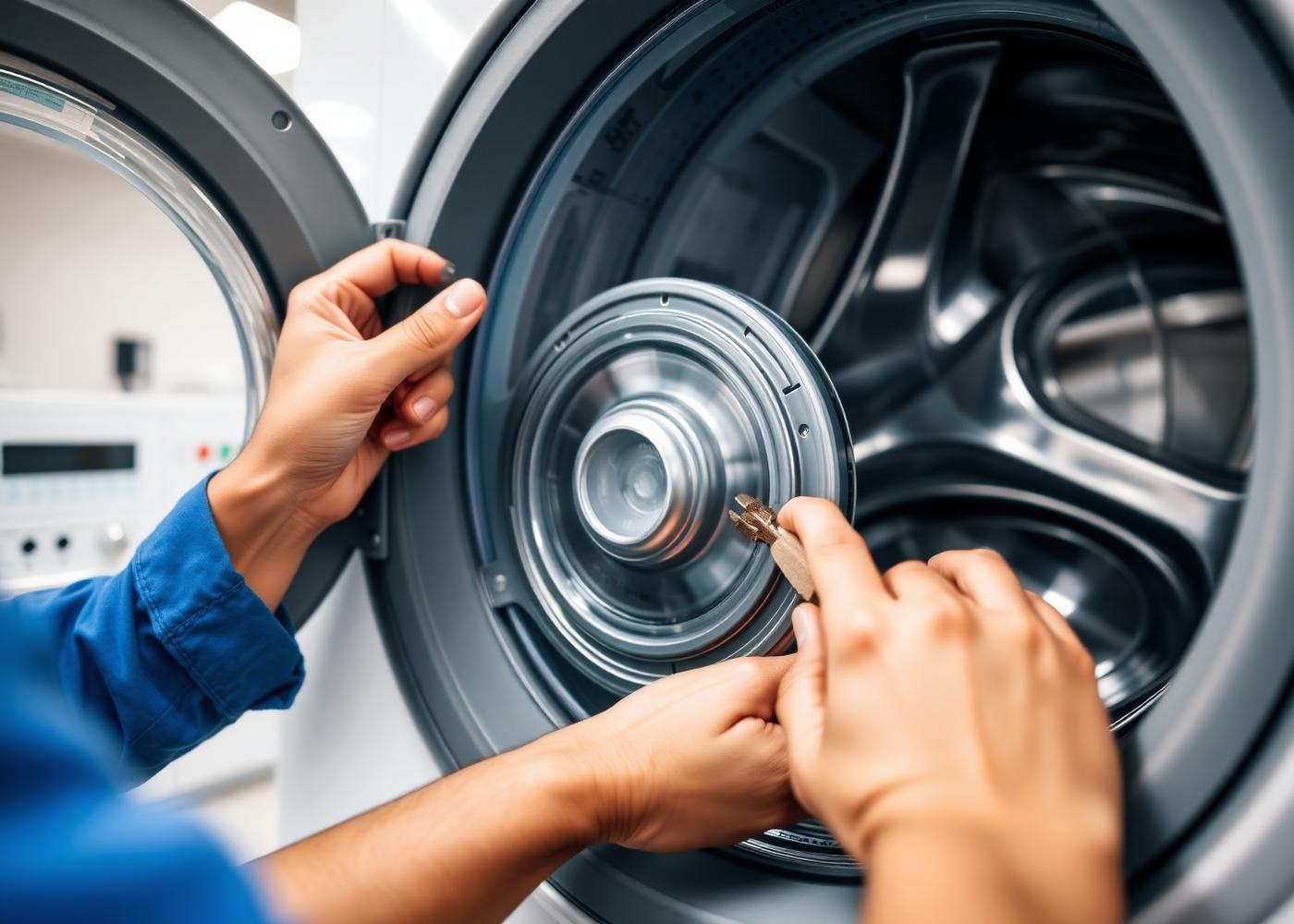 Technician repairing a washing machine